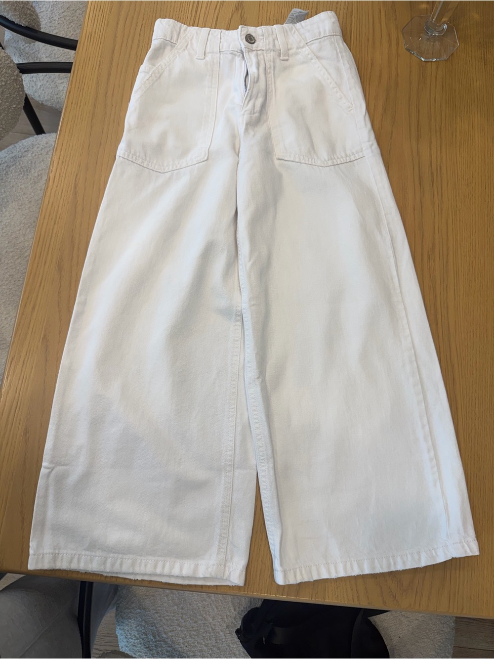 Wide Leg White Denim Zara Pants for Girls